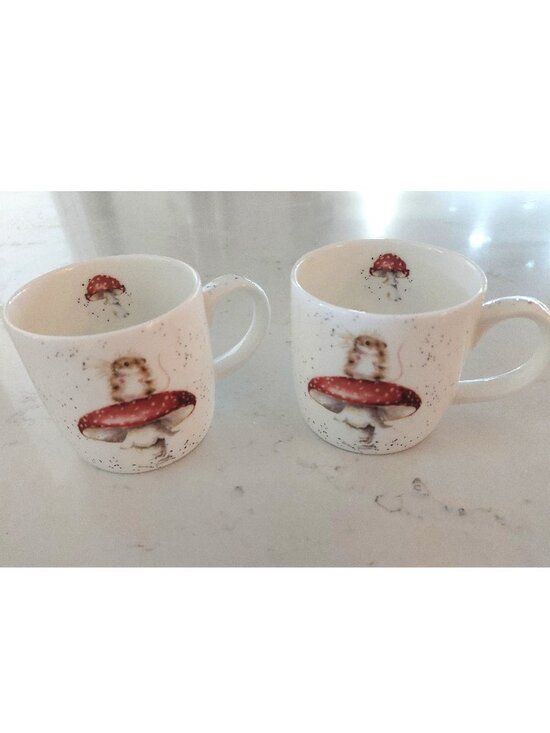 Royal Worcester Other - Set of 2 Royal Worcester Wrendale Designs Mugs Fine Bone China Mouse Mushroom